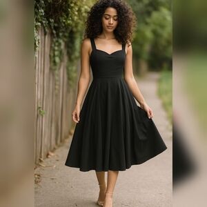 Unique & Classic Women's Black Retro Corset Bustier Swing Dress size L